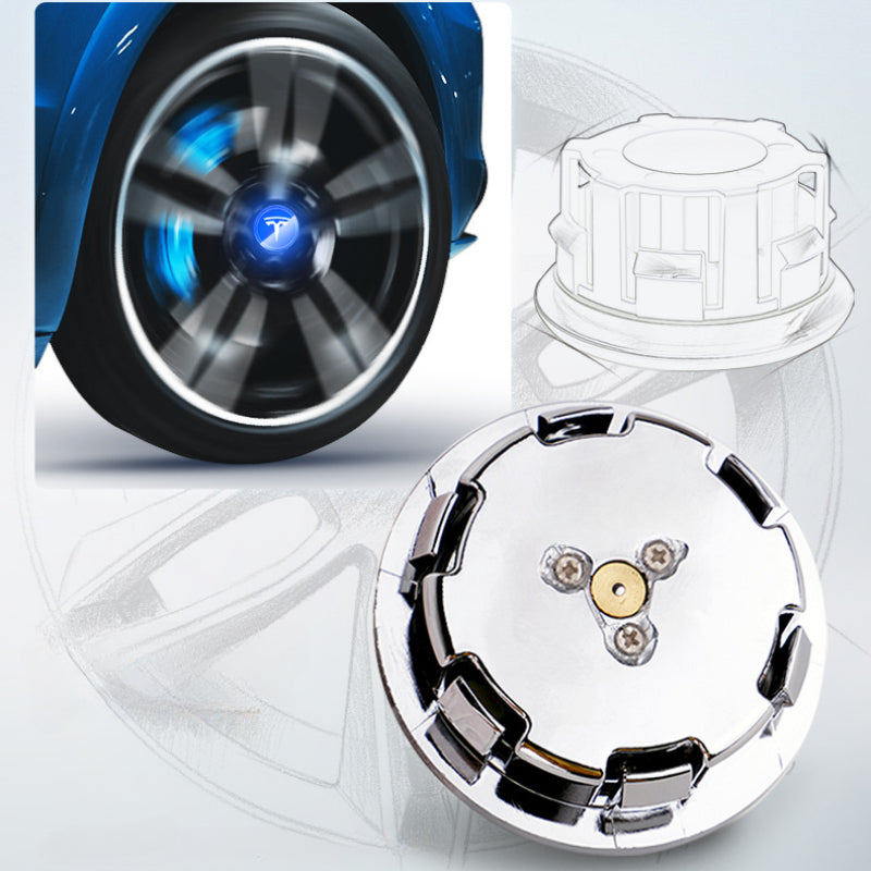 Suitable For Tesla Magnetic Suspension Hub Caps & LED Suspension Luminous Wheel Hub Lights