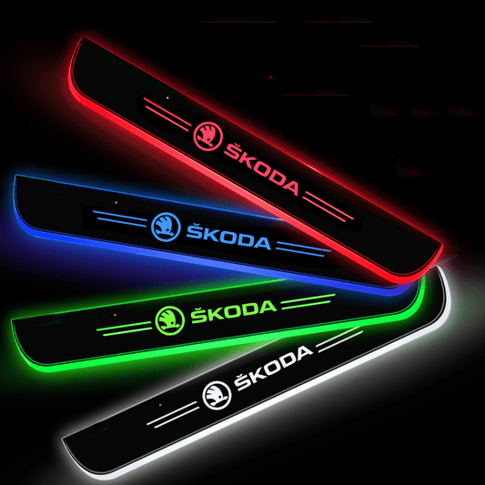 Skoda Compatible Intelligent LED Colorful Car Door Sill Protector