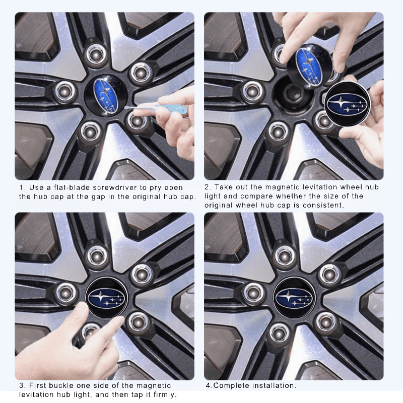 Suitable For Subaru Magnetic Suspension Hub Caps & LED Suspension Luminous Wheel Hub Lights