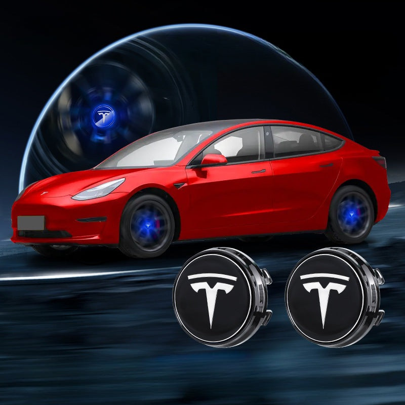 Suitable For Tesla Magnetic Suspension Hub Caps & LED Suspension Luminous Wheel Hub Lights